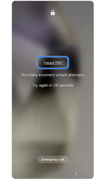 Opción Forgot PIN para usar el PIN anterior en un Samsung Galaxy