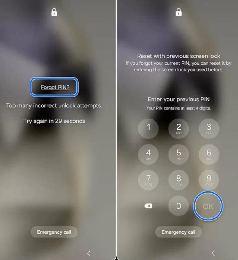 Usar el bloqueo de pantalla anterior para desbloquear un Samsung Galaxy