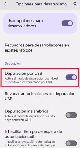 Depuración USB