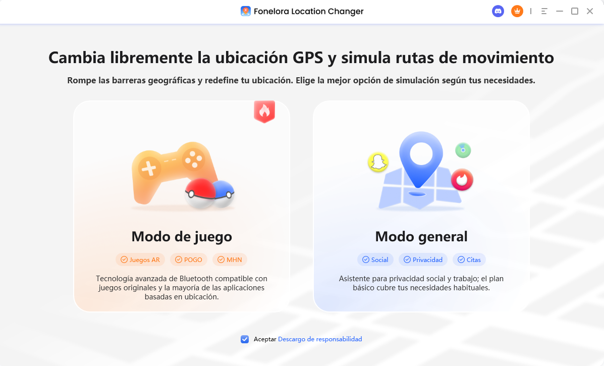 Selecciona el modo que necesitas