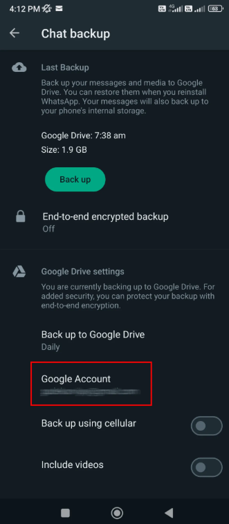 Comprobar la fecha de la última copia de seguridad de WhatsApp antes de recuperar un chat
