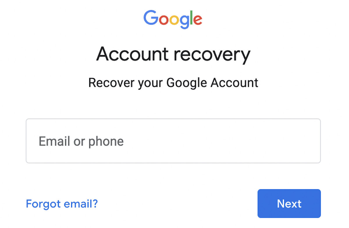 Recuperar una cuenta de Google antes de intentar otros métodos de FRP