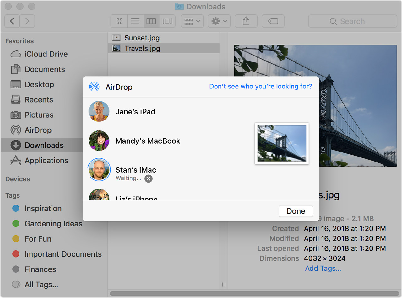 Pasar fotos a iPhone con AirDrop (solo para Mac)