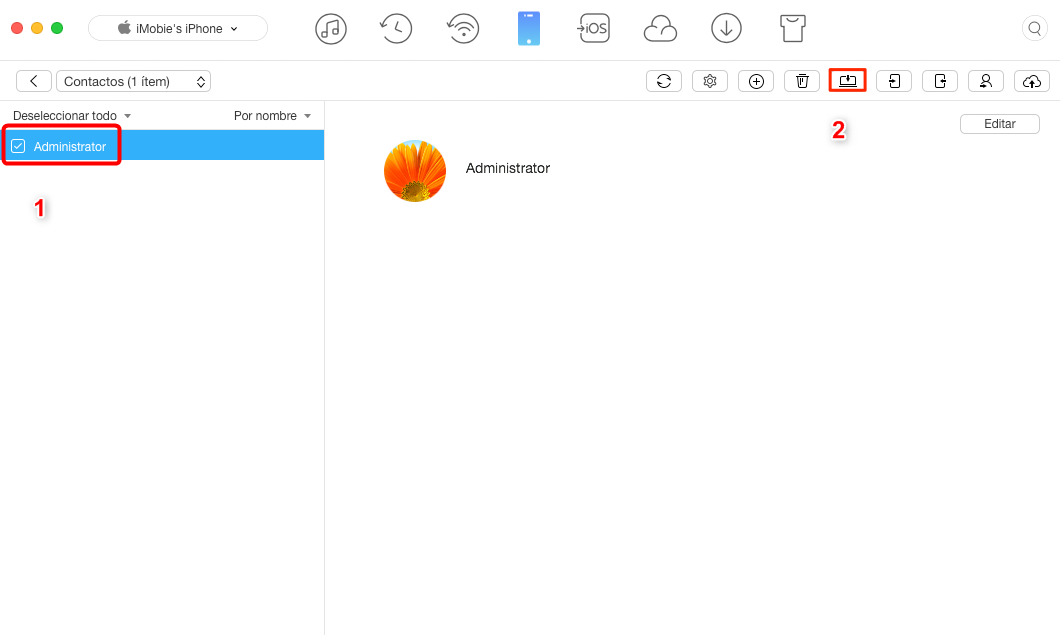 Copiar contactos de iPhone con AnyTrans - Paso 3