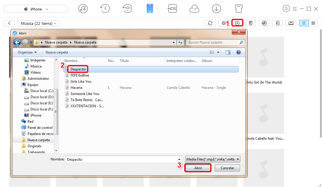 Pasar canciones de ordenador a tu iPhone - Paso 3