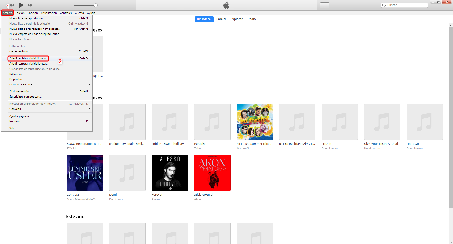 Guardar música en iPhone con iTunes - Paso 2