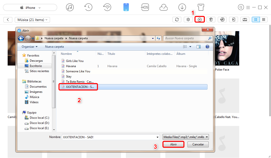Guardar música en iPhone sin iTunes - Paso 3