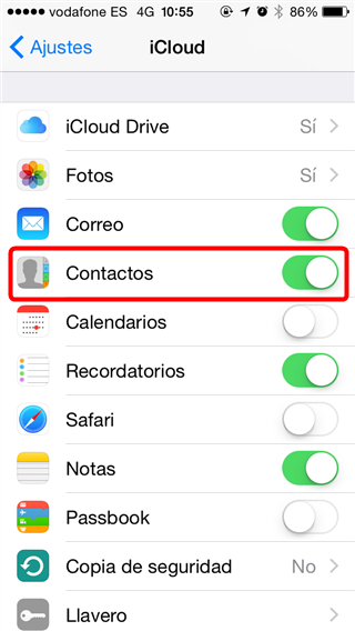 Importar contactos de un iPhone a otro por iCloud