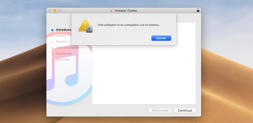 macOS Mojave no es compatible con iTunes 12.6
