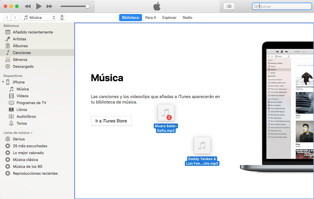 Cómo pasar música de Mac a iPhone con iTunes - Paso 1