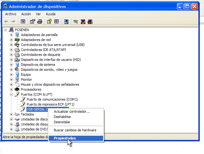 Actualizar el controlador del puerto USB