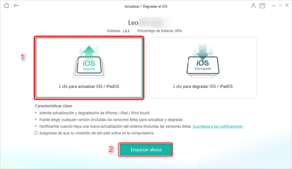 Actualizar el sistema iOS