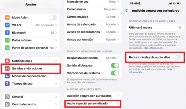 Apagar o reducir niveles de audio altos