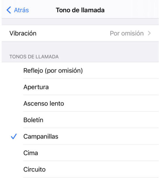 Configurar tono de llamada mediante Sonido y vibraciones