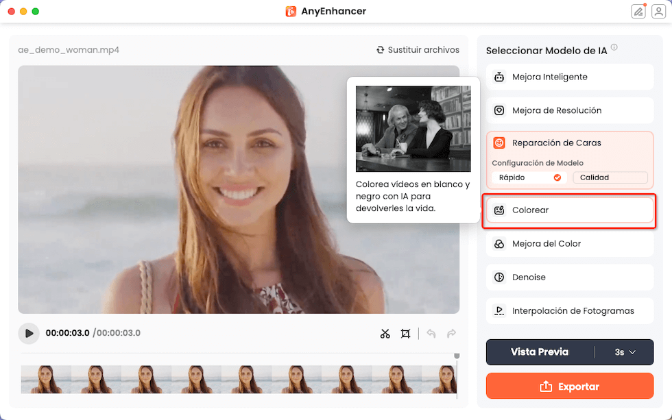 Colorear tu video - Cómo mejorar calidad de video online con AnyEnhancer