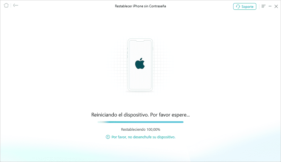 Espera a que AnyFix termine de restablecer tu iPhone automáticamente