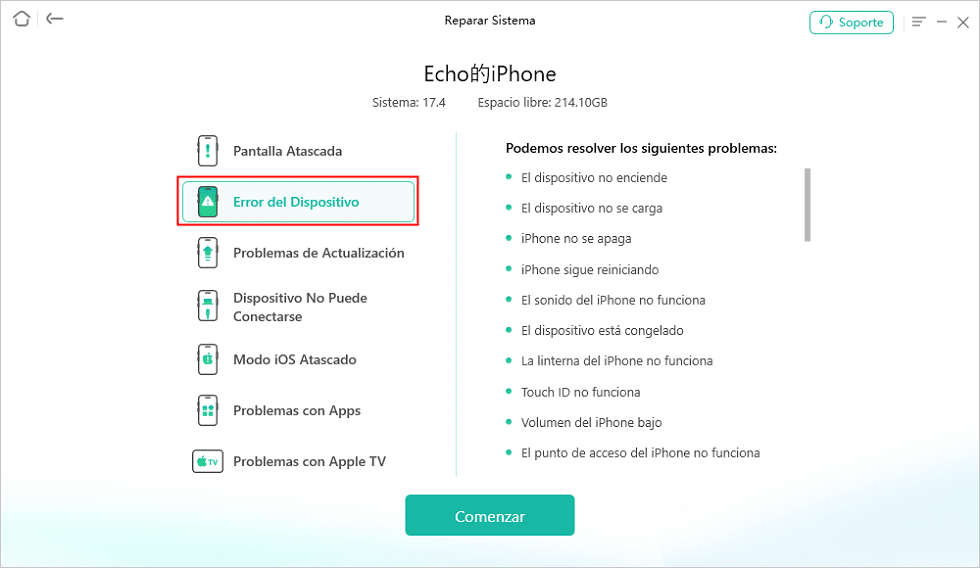 Conecta tu dispositivo al ordenador y selecciona la categoría correspondiente