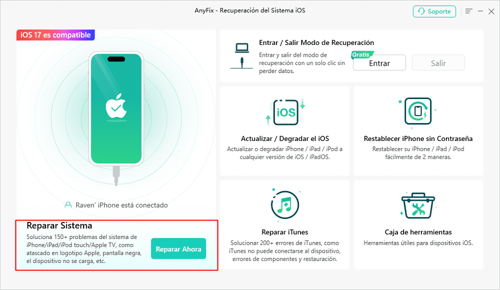 Haz clic en Reparar Sistema para empezar