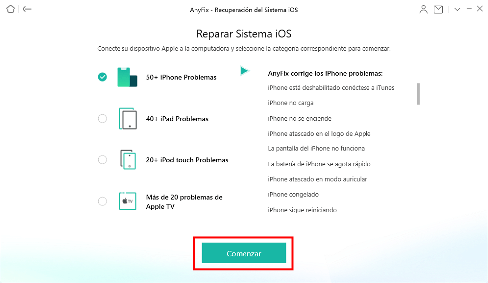 Conecta tu dispositivo al ordenador y selecciona la categoría correspondiente