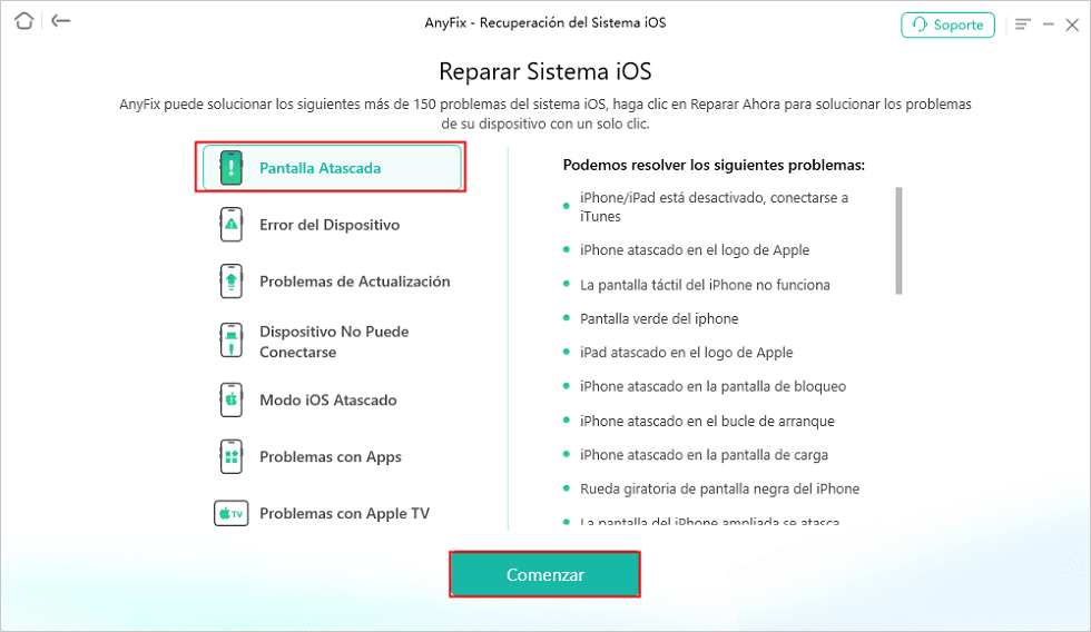 Selecciona Pantalla Atascada