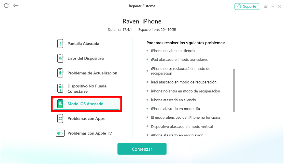 Conecta tu dispositivo al ordenador y selecciona la categoría correspondiente