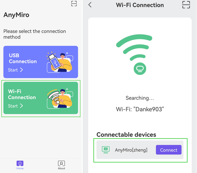 Conecta el dispositivo a tu ordenador mediante la APP AnyMiro