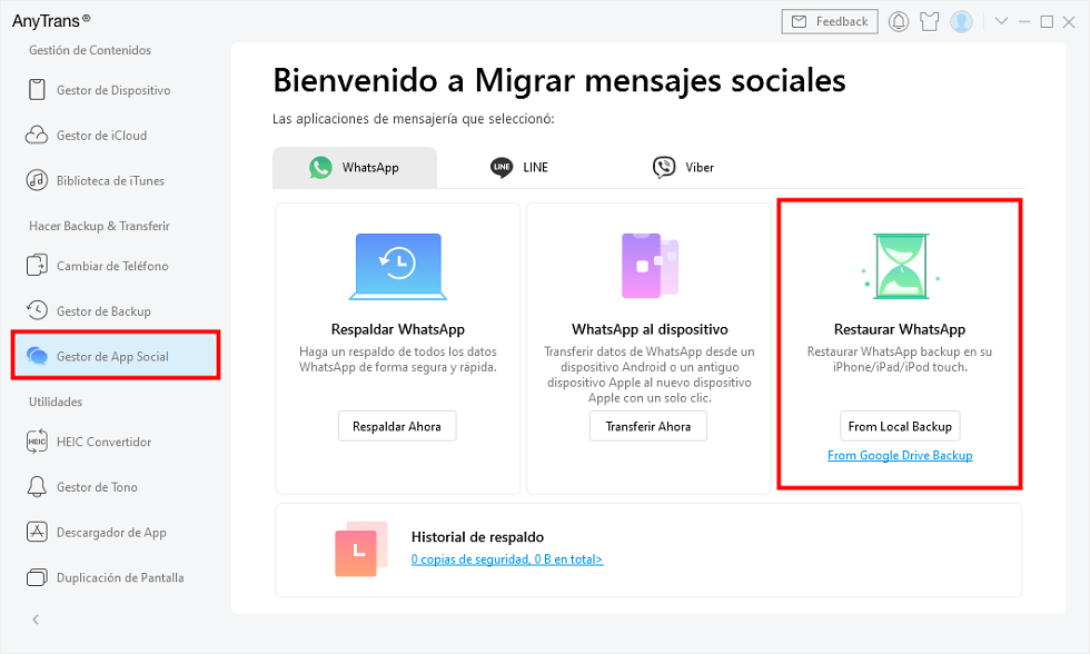 Escoge la copia de seguridad que contenga los mensajes que necesitas restaurar copia de seguridad WhatsApp Google Drive en iPhone