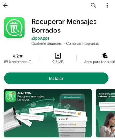 Aplicación para recuperar mensajes eliminados de WhatsApp 