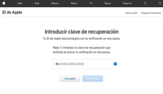 Quitar el bloqueo de seguridad del iPhone por el servicio iForgot de Apple.