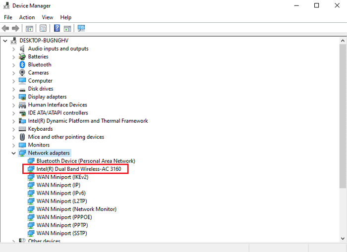 Intel ® Dual Band Wireless-AC 3160
