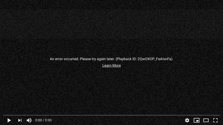 YouTube error