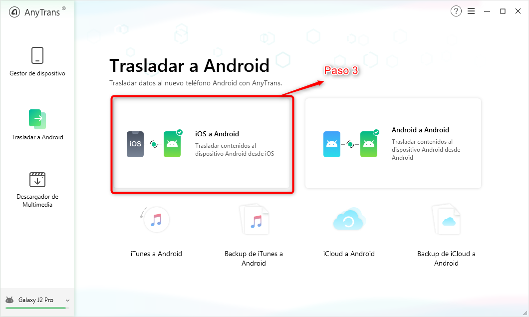 Haz clic en iOS a Android