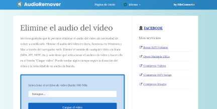 Página de inicio de AudioRemover