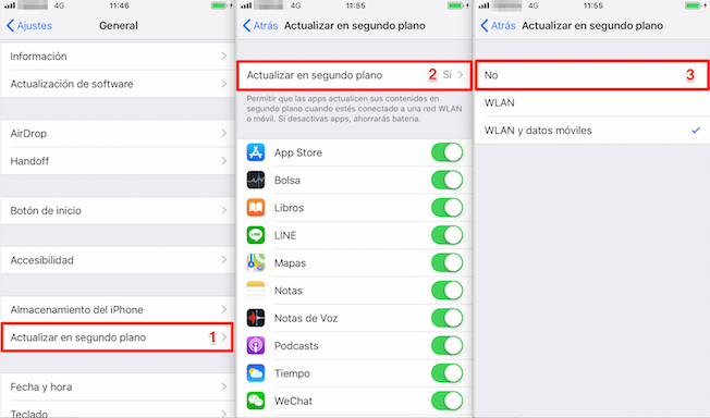 Acelerar iPhone – Cómo desactivar la actualización en segundo plano