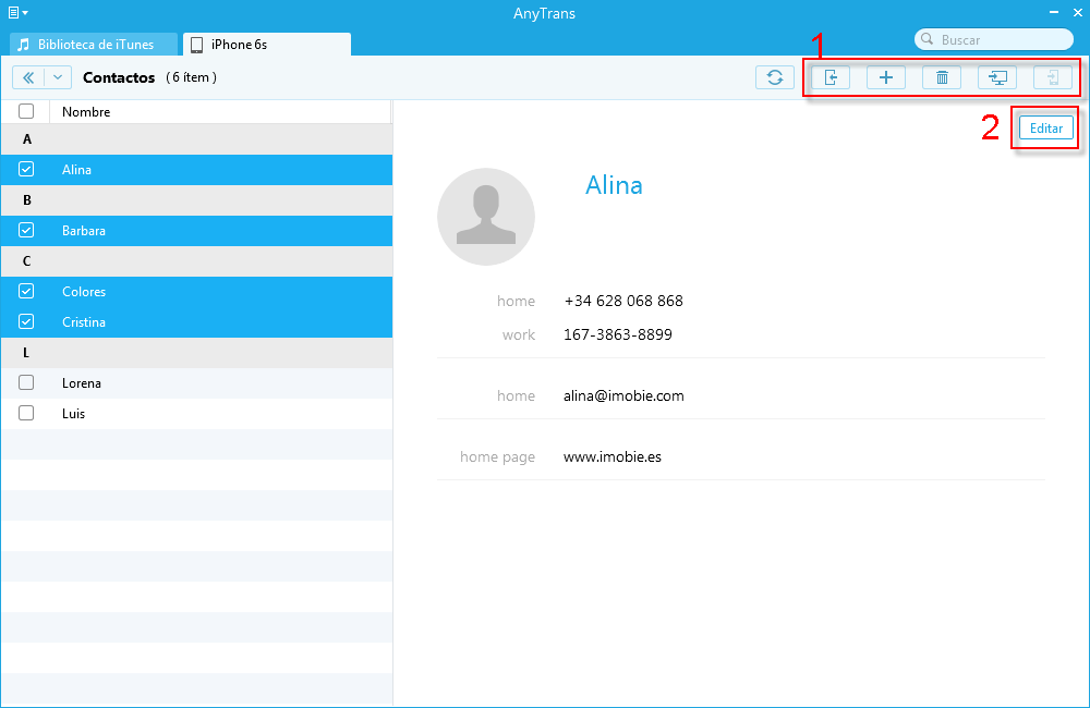 Cómo administrar contactos de iPhone con AnyTrans
