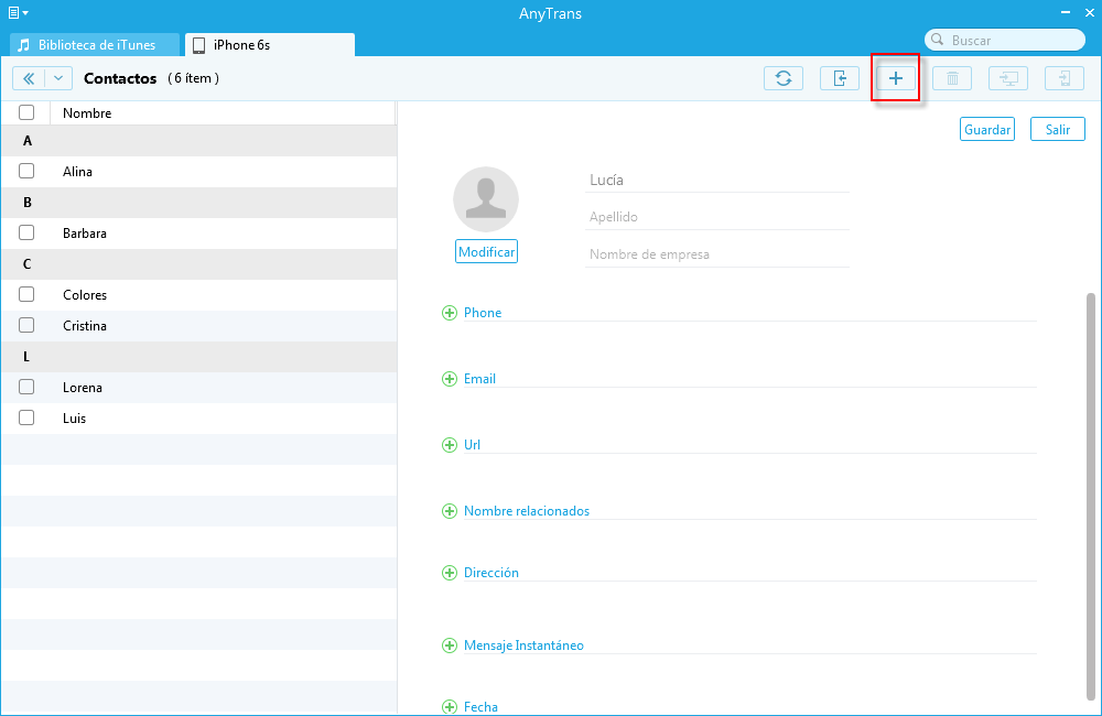Cómo administrar contactos en iPhone con AnyTrans