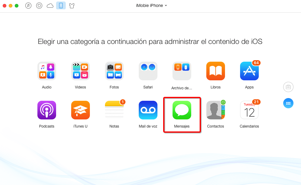 Hacer una copia de mensajes de texto de iPhone en Mac – Paso 2