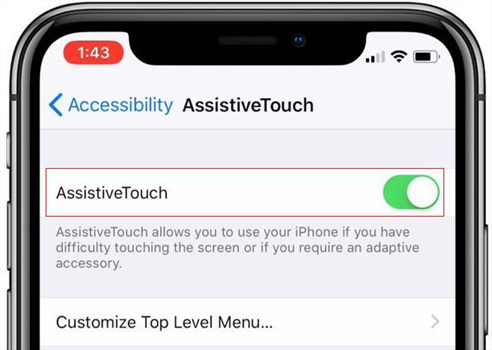 Toma la captura de pantalla en el iPhone XR, XS y iPhone XS Max con el botón táctil de asistencia