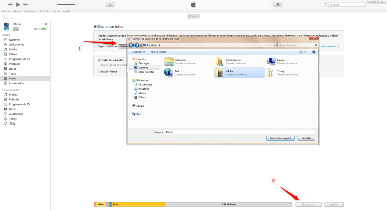 Pasar fotos de ordenador a iPhone - paso 2