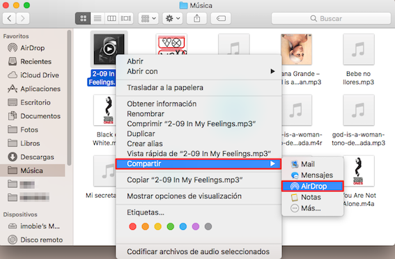 Cómo AirDrop Music de al iPhone - Paso 4