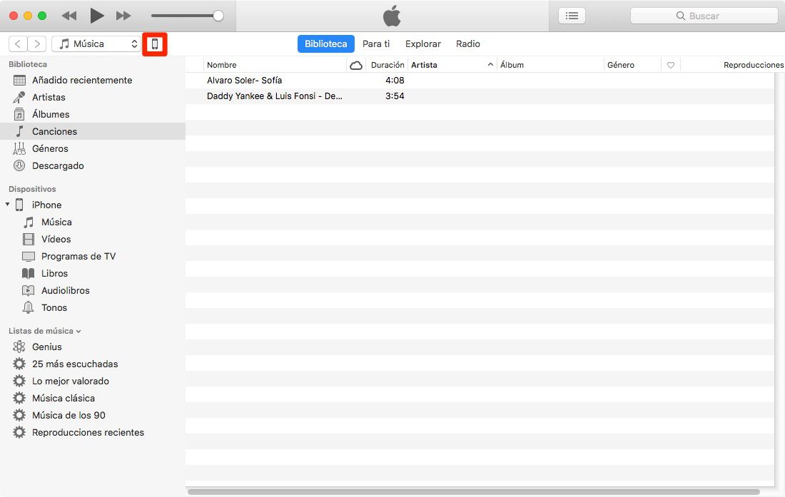 Pasar música al iPhone del ordenador con iTunes-Paso 2