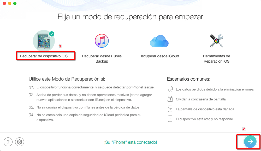 Recuperar los mensajes borrados en tu iPhone - Paso 2