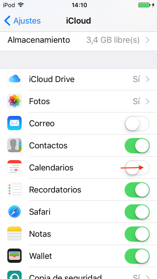 Sincronizar Calendario de iPhone con iCloud – paso 3
