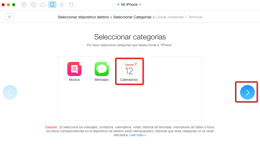 Sincronizar Calendario de iPhone con AnyTrans – paso 4