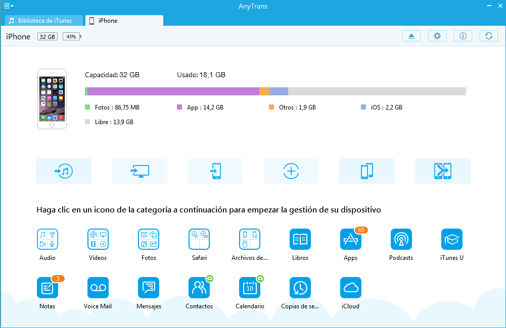 Abra AnyTrans y Conecte tu iPhone al computador - Paso 1