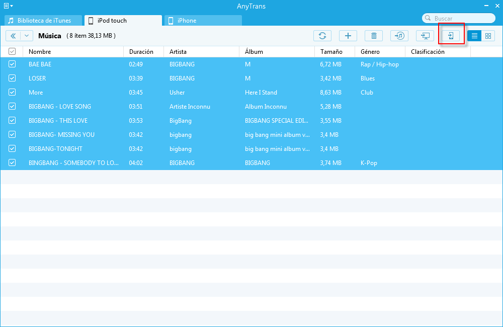 Cómo transferir música del iPod al iPhone con AnyTrans - Paso 2