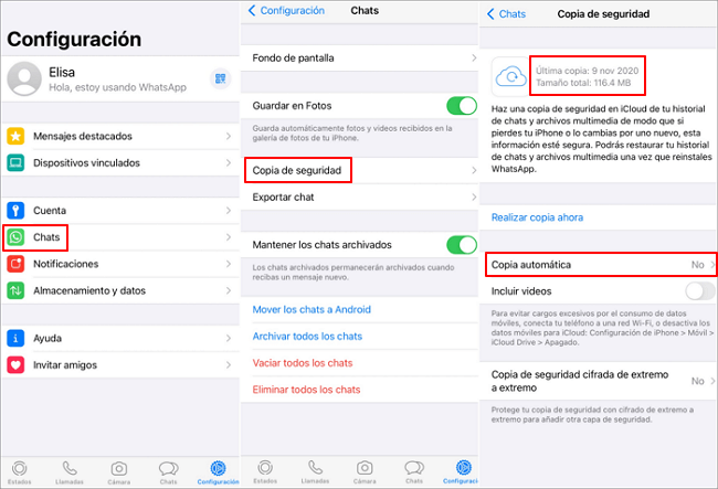 Hacer respaldo de Whatsapp en iCloud