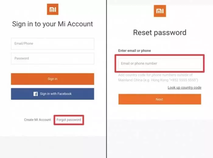 Desbloquear Redmi a través de la cuenta MI