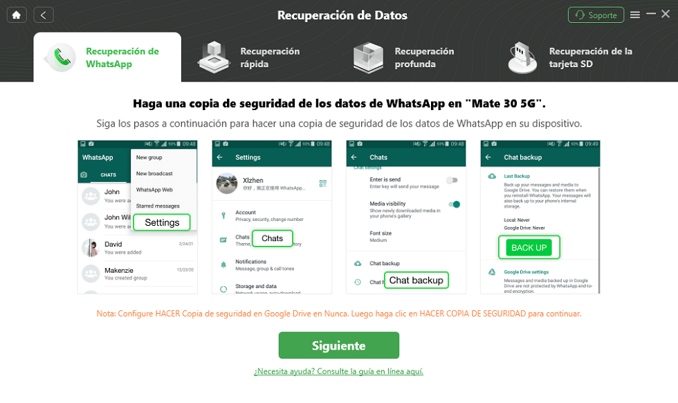 Sigue las indicaciones para hacer una copia de seguridad de WhatsApp