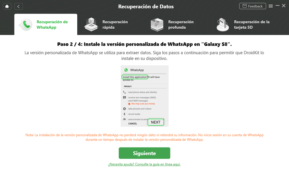 Instale la versión personalizada de WhatsApp